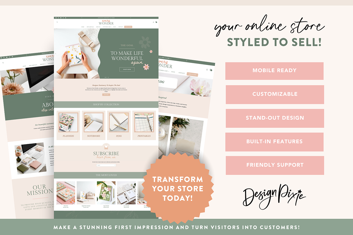 Olive Green Shopify Theme, a Shopify Template by Design Pixie (Photo 3 of 11)