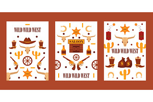 Wild West Set Of Banners With