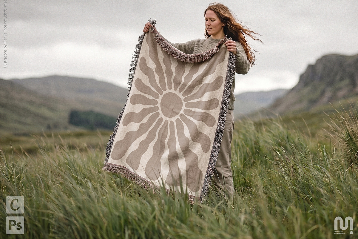 Woven Blanket Mockup, a Household Mockup by The Blue Bird (Photo 3 of 9)