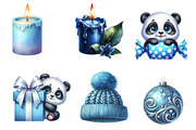 Watercolor Blue Christmas Clipart, an Illustration by CreationArt (Thumbnail 5 of 10)