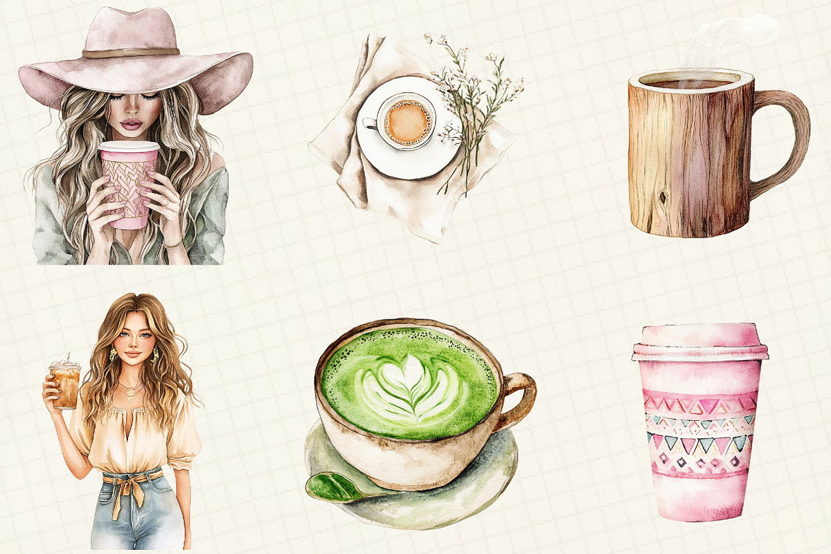 Boho Cafe Core Coffee Clipart, an Illustration by OK Design (Photo 2 of 5)