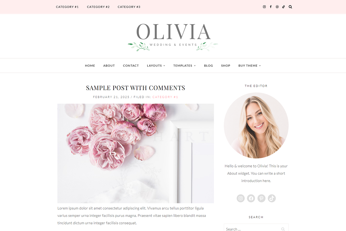Feminine WordPress Theme | Olivia, a WordPress Template by Hello Chic Designs (Photo 2 of 4)
