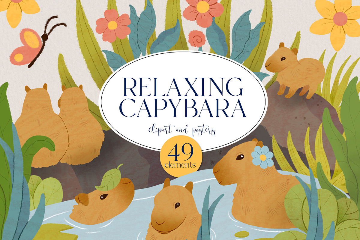 Relax Capybara Clipart, an Animal Illustration by LukaJreym (Photo 1 of 8)