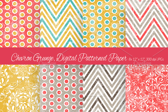 Chevron Grunge, Digital Paper 2 preview 3
