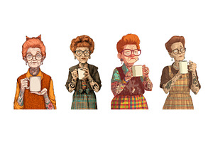 Elderly female characters cartoon, an Object Illustration by Onyx