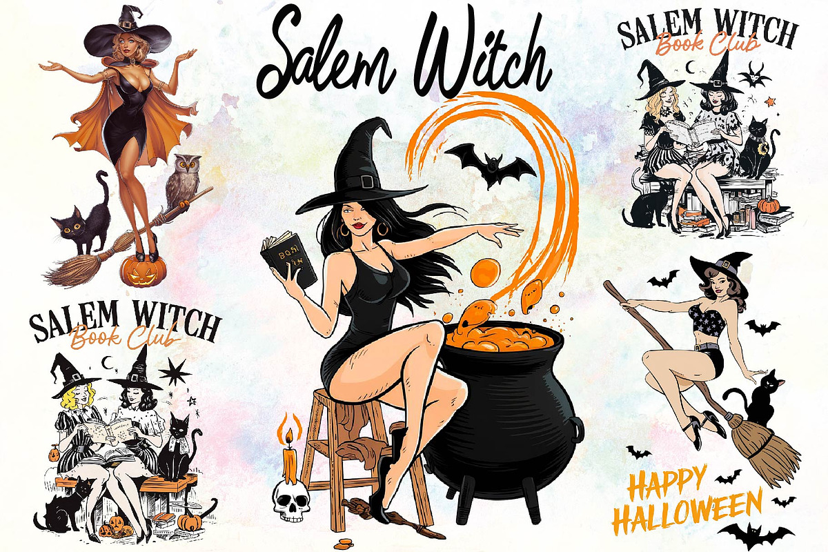 Halloween Vintage Salem Witch Book, an Object Graphic by Little Mango (Photo 2 of 4)