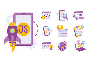 Web Development Illustrations Set, a Templates & Theme by studiogstock