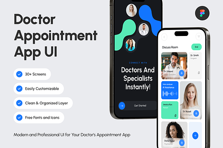 Doctor Appointment App UI, an App Template by Brickclay
