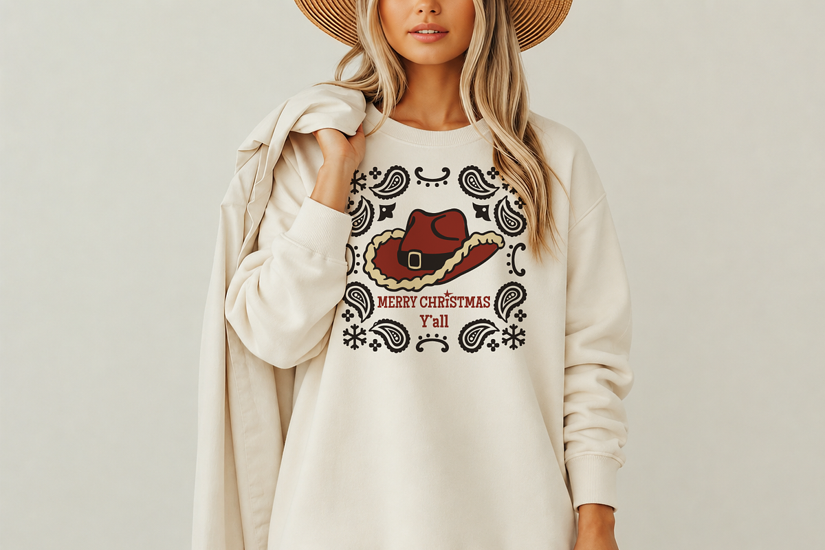 Cowboy Christmas Hat & Paisley SVG, a Seasonal Illustration by TanchaArt (Photo 2 of 9)