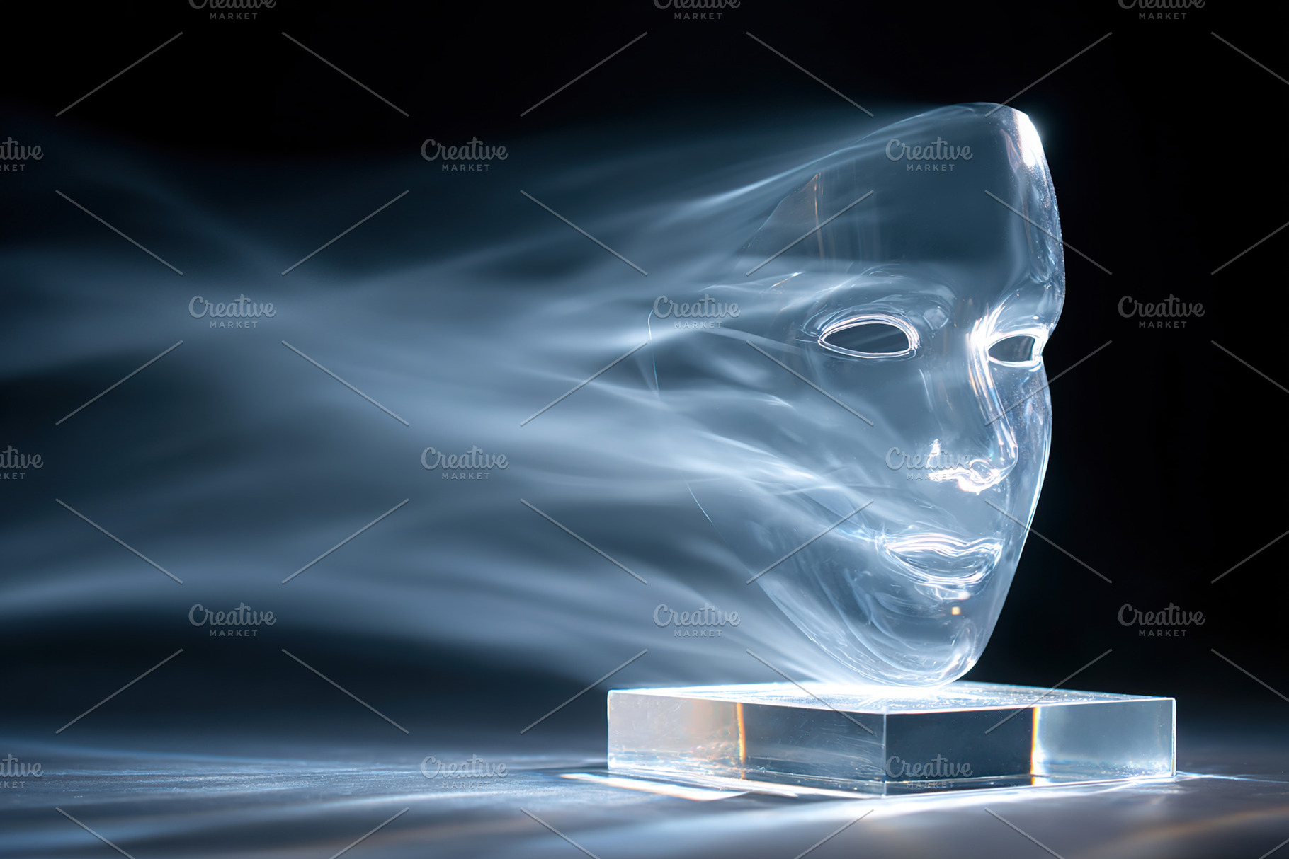 Fluid motion expression captured in art piece with transparent face sculpture, an Arts & Entertainment Photo by AlyaAnd