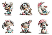 Whimsical Easter Bunny Clipart, an Illustration by CreationArt (Thumbnail 2 of 6)