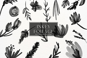 Black Inky Watercolour Flower