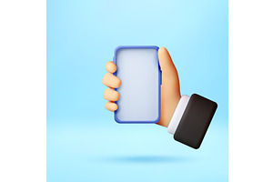3D Hand holding smartphone with, a Technology Illustration by Abscent