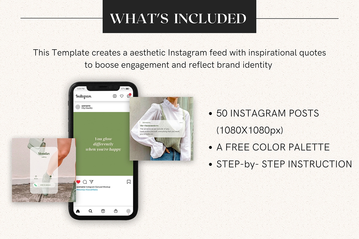 Green Quote Instagram Templates, a Social Media Template by DesignbySamVN (Photo 3 of 6)