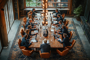 Business meeting in an industrial-st, a Photo by Tanuart
