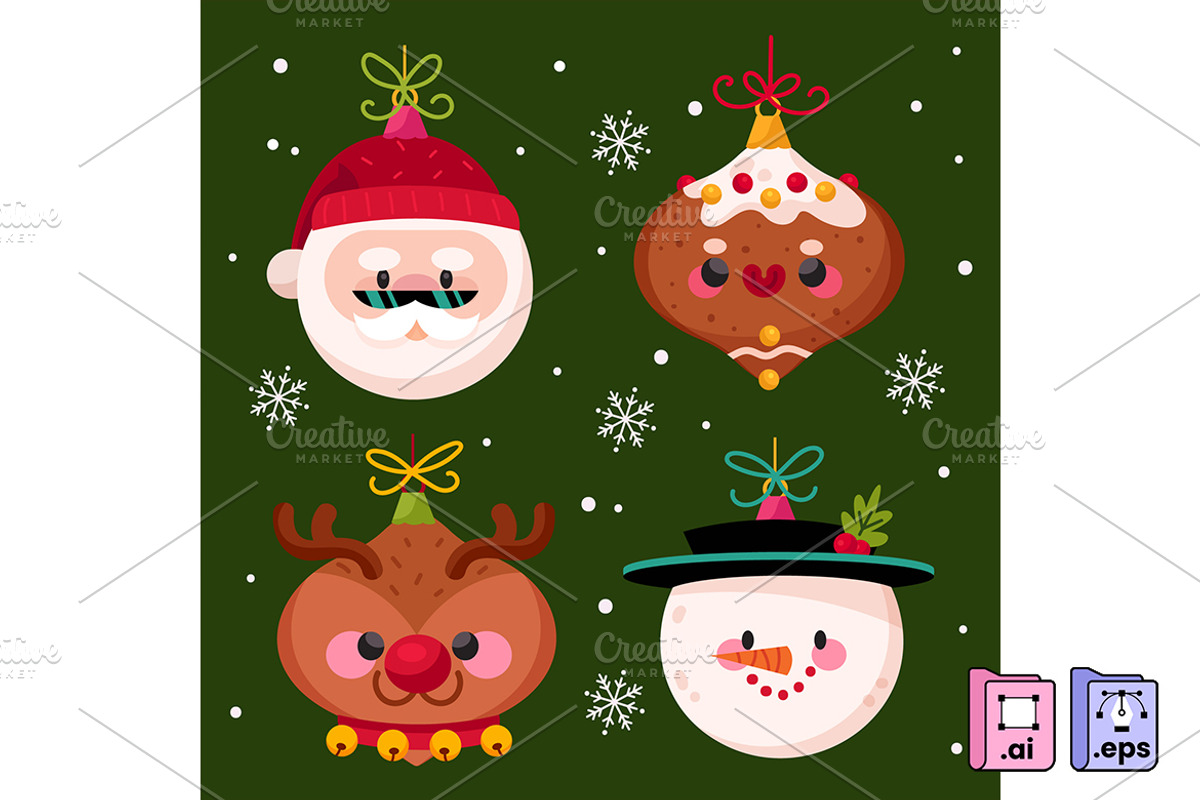 Christmas Character Ornaments, an Object Graphic by MISS CHATZ