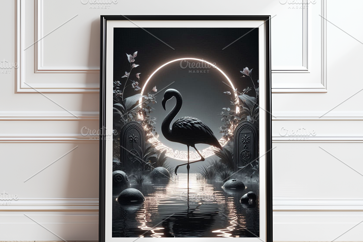 Black Flamingo Wall Art Bundle, a Graphic by Raven&RoseStudio (Photo 5 of 9)