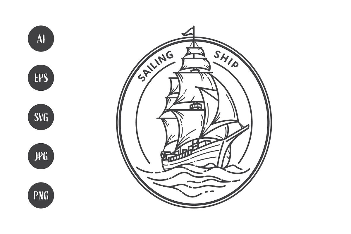 Sailing ship logo, a Branding & Logo Template by Saba Vector