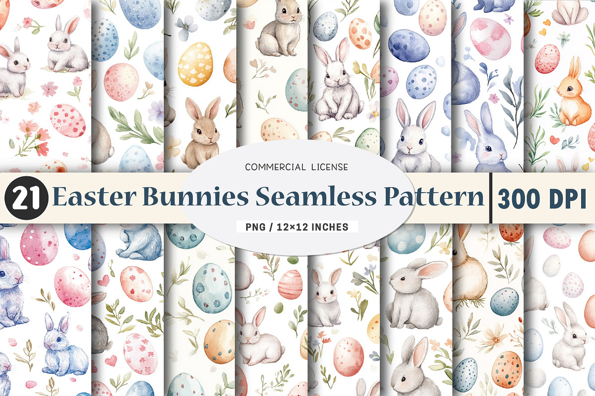 Bunny & Egg Patterns, an Illustration by SinaCreation (Photo 1 of 5)