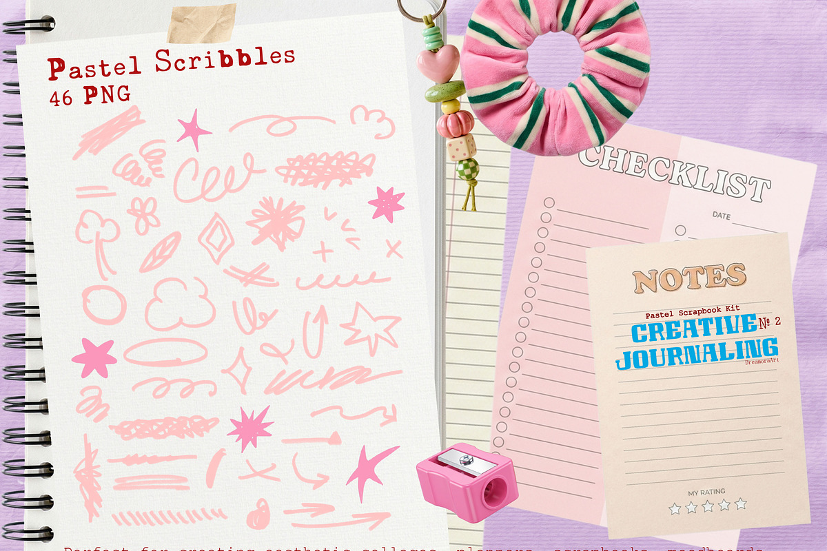 Retro Pastel Scrapbook Journal Kit, an Object Graphic by DreamoraArt (Photo 11 of 13)