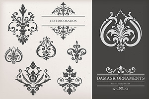 Vintage Damask Ornaments I