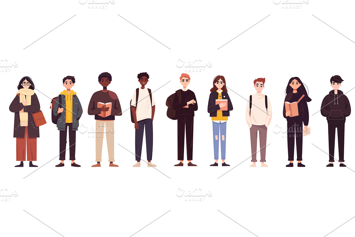 Students set flat. Student, school, a Person Illustration by Stock-Smart-Start