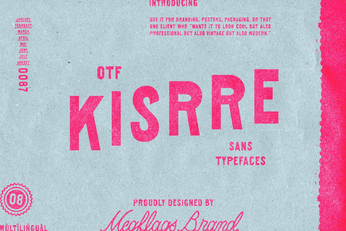 Kisrre Typeface, a Sans Serif Font by Megflags (Photo 2 of 8)