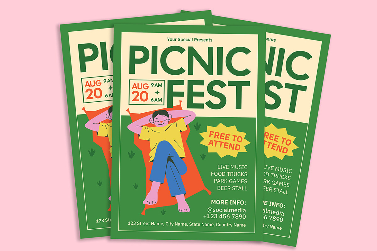 Picnic Festival Flyer, a Flyer Template by Gumico Studio. (Photo 2 of 3)