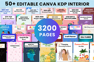50+ Editable Canva KDP Interior, a Stationery Template by Shumaya