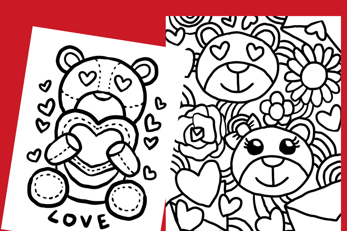 Happy Valentine's Day Coloring Sheet, a Decorative Illustration by Sourcedigi (Photo 2 of 3)