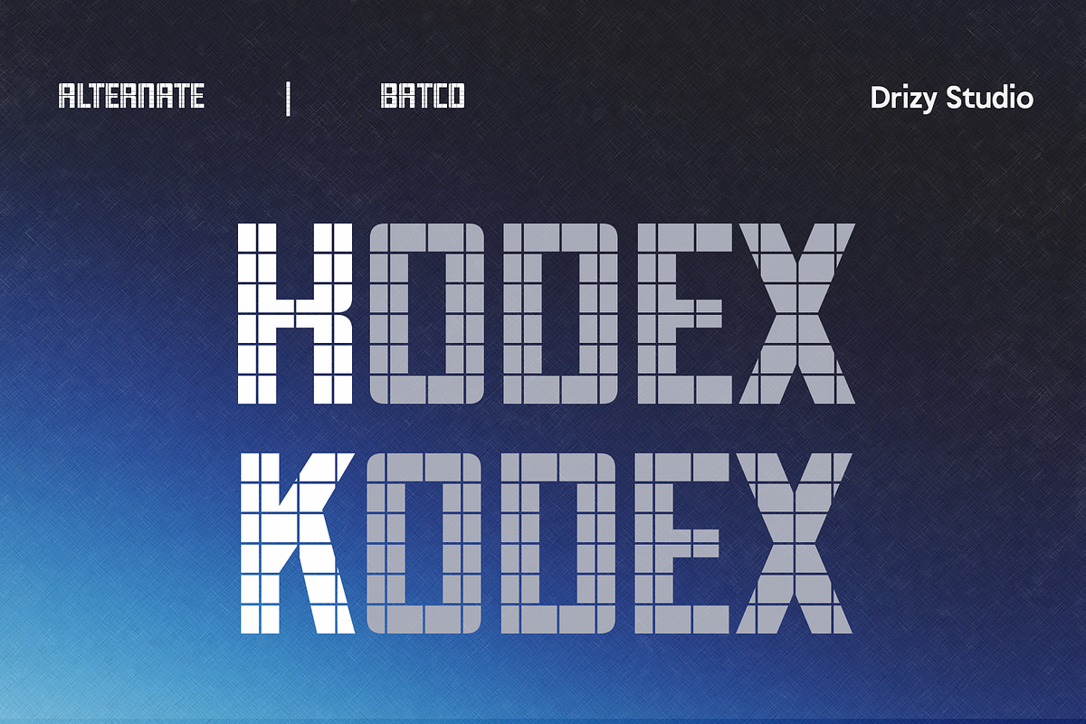 Batco – Grid Based Experimental Font, a Font by Drizy (Photo 3 of 8)