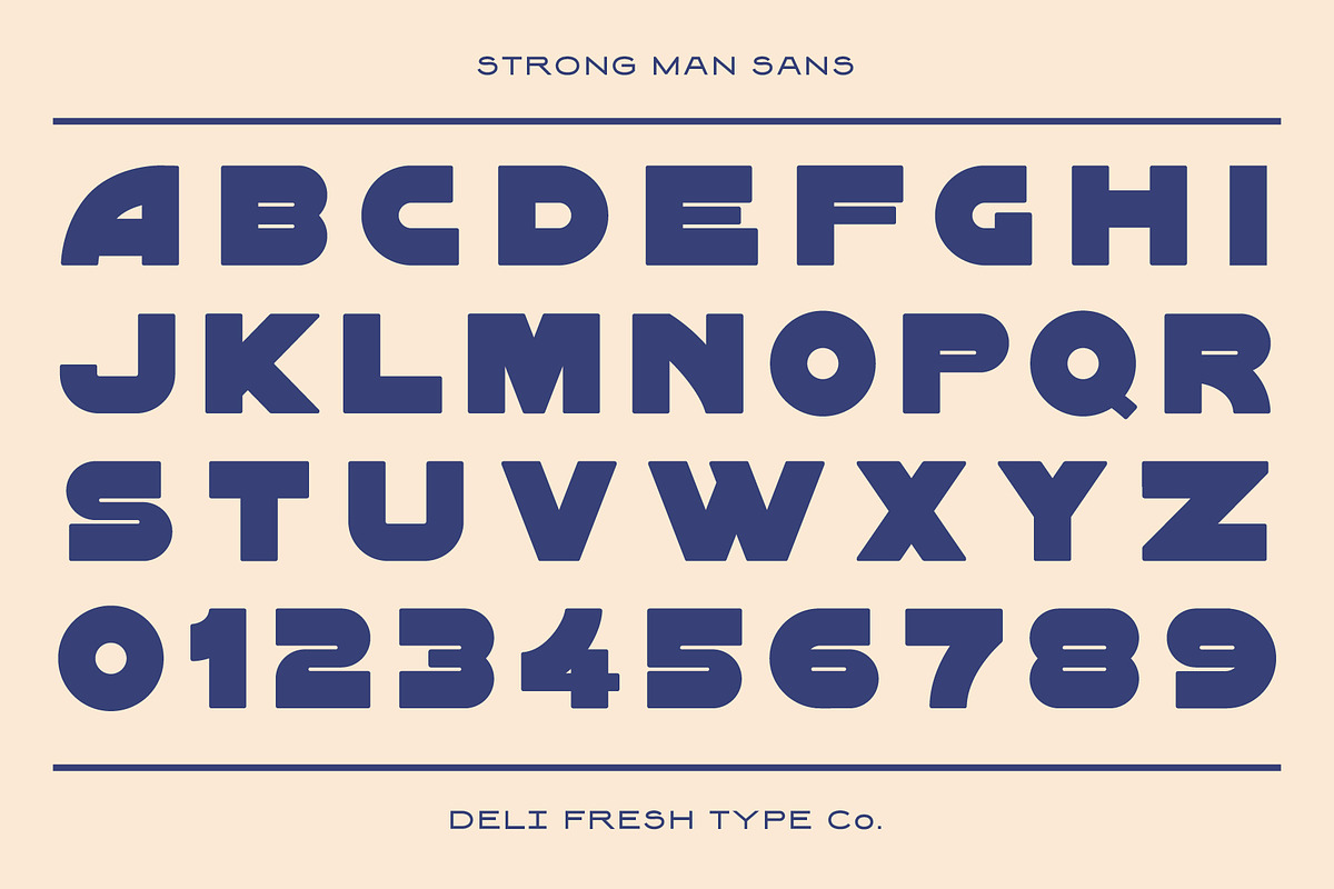 Strong Man Sans: Heavy Display Font, a Font by DeliFreshTypeCo. (Photo 2 of 7)