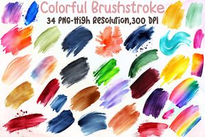 Colorful Brushstroke Clipart, an Illustration by Sublimation Artist