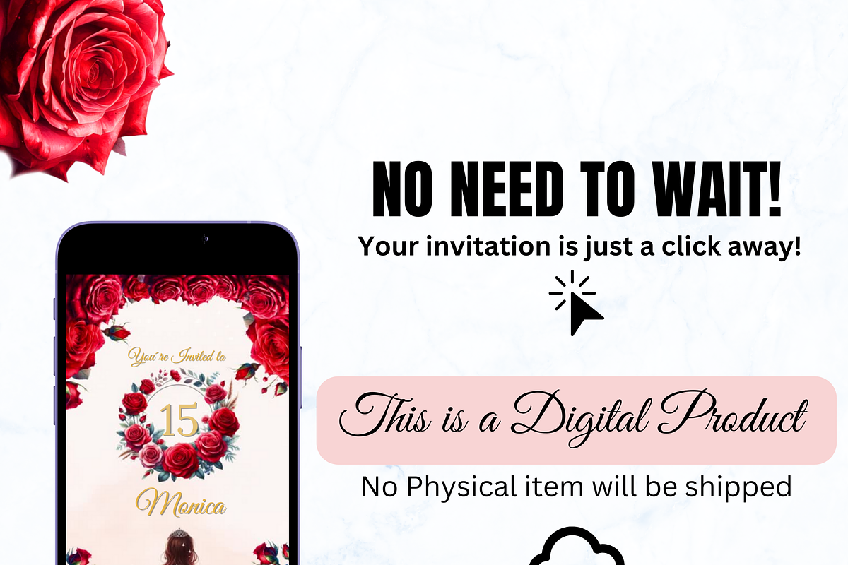 Quinceañera red Video Invite Canva, an Invitation Template by VM PARTYS  BY TAIRUMA (Photo 5 of 9)