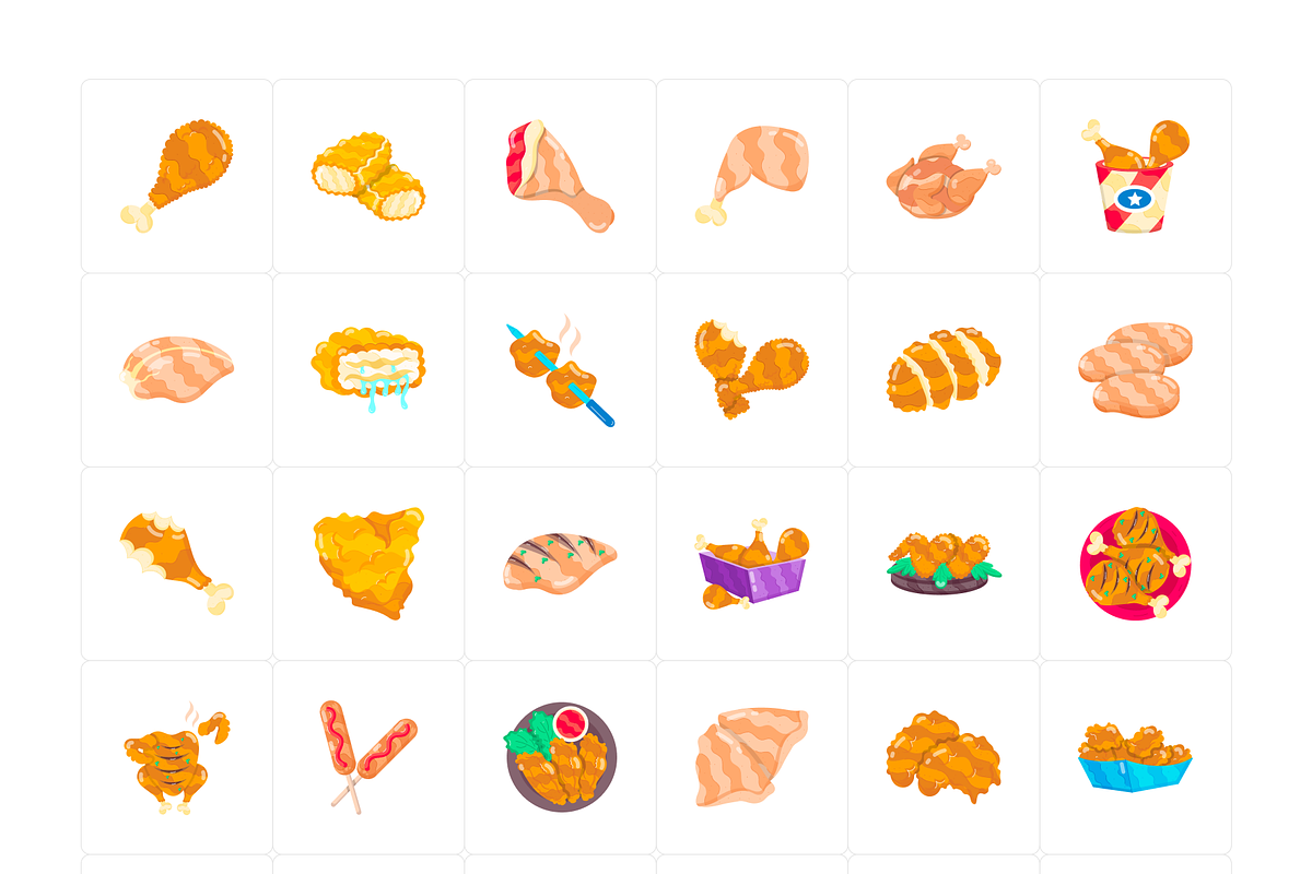 Flat Chicken Stickers, a Duotone Icon by Vectors Market (Photo 5 of 5)