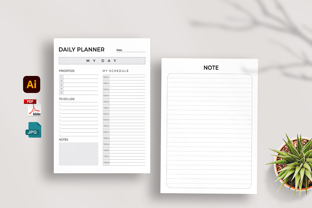 Editable Daily Planner KDP Interior, a Stationery Template by Mazharul Islam (Photo 1 of 3)
