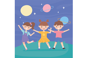 happy girls and boy, a Person Illustration by studiogstock