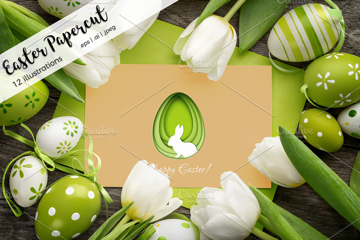 Easter Papercut Illustrations, a Decorative Illustration by NKTN graphics (Photo 1 of 5)