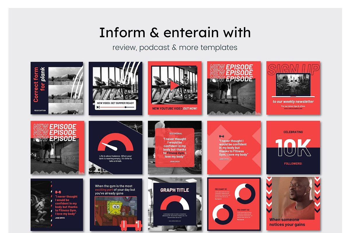 Gym Instagram Feed Canva Templates, a Social Media Template by Cultive Creative (Photo 12 of 13)