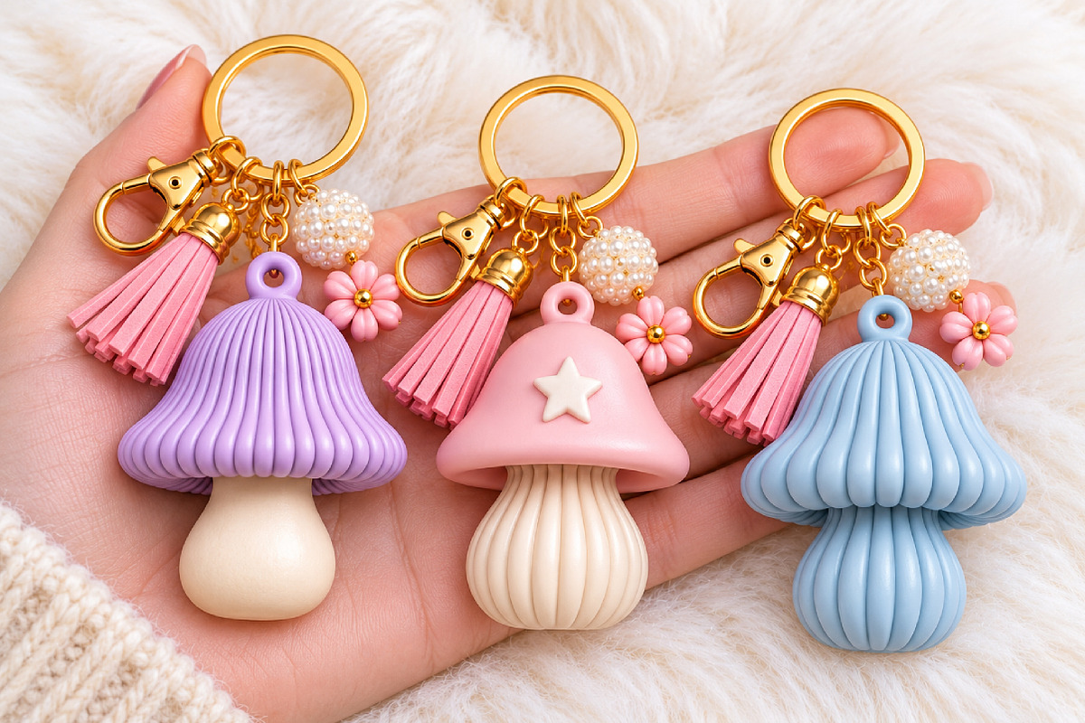 Fantasy Mushroom Keychain 3D STL, an Object 3D Model by Layerology (Photo 3 of 4)