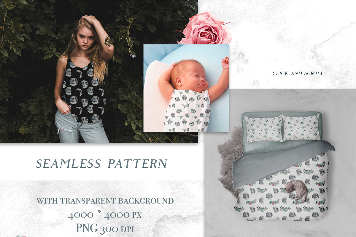 Moon & Flower Watercolor Clipart, an Object Graphic by Kate Creative Studio (Photo 6 of 6)