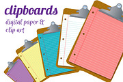 clipboard clipart & digital paper, an Education Illustration by Laureling Studios (Thumbnail 1 of 3)