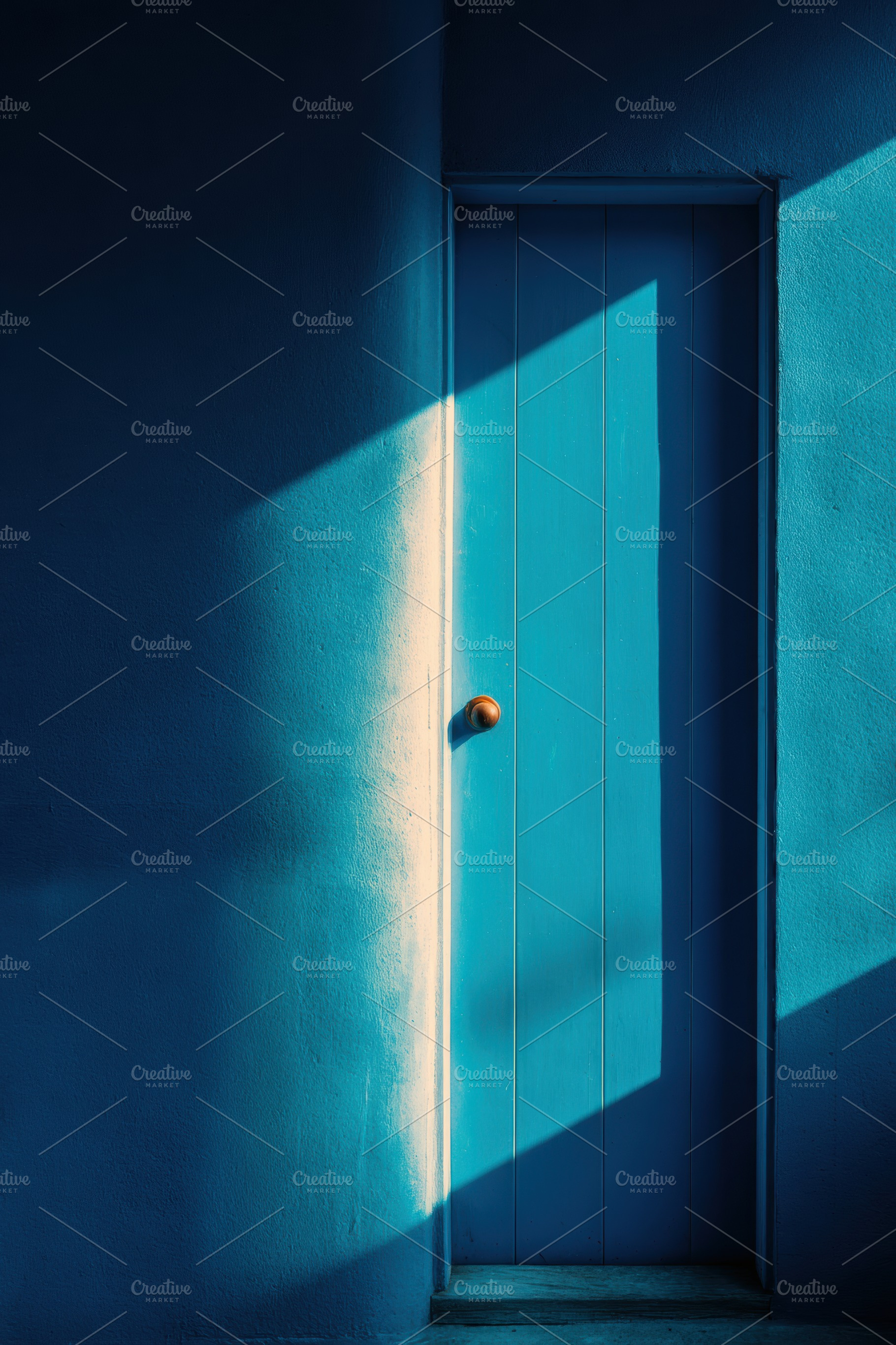 Blue Door with a Bright Sunlight, an Architecture Photo by Virgo Studio