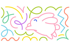 Colorful rabbit line illustration, an Illustration by Ilia Design