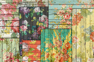French Wood texture floral paper