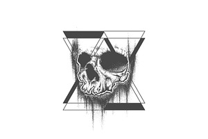 Abstract Dot Work Grunge Skull Tattoo Design.