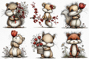Whimsical Spring Squirrel Clipart, an Illustration by Craft Nest (Thumbnail 3 of 11)