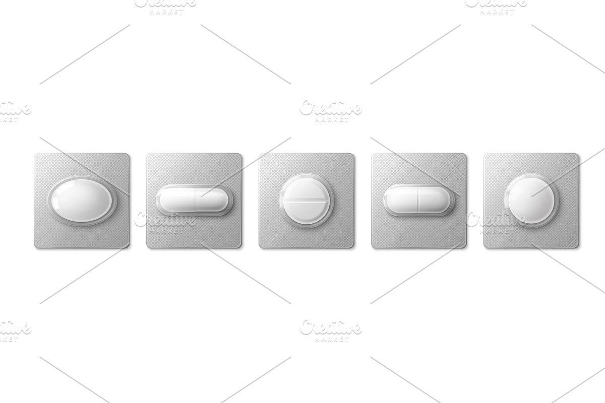 Silver blister pack pills with, an Object Illustration by art PVP - market