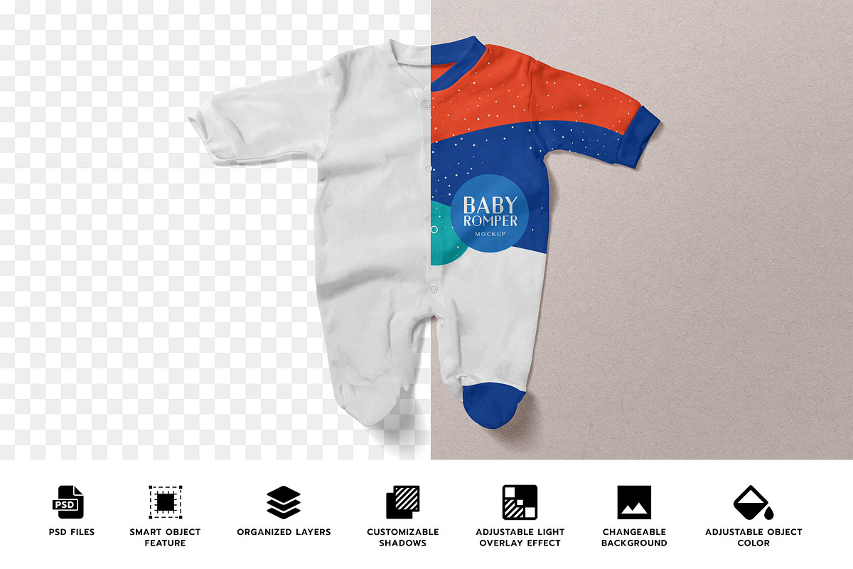 Baby Romper Mockup, a Product Mockup by PixelVoyager (Photo 2 of 7)