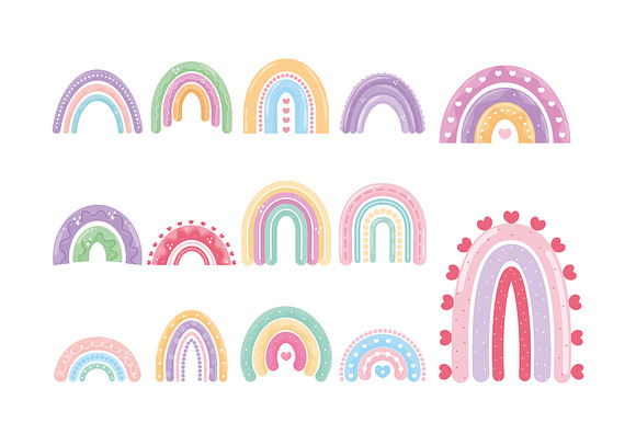 Kawaii Rainbow Illustration Set preview 2